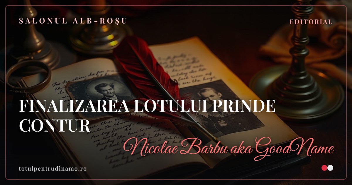 Sigiliul piesei „FINALIZAREA LOTULUI PRINDE CONTUR" — Salonul alb-roșu
