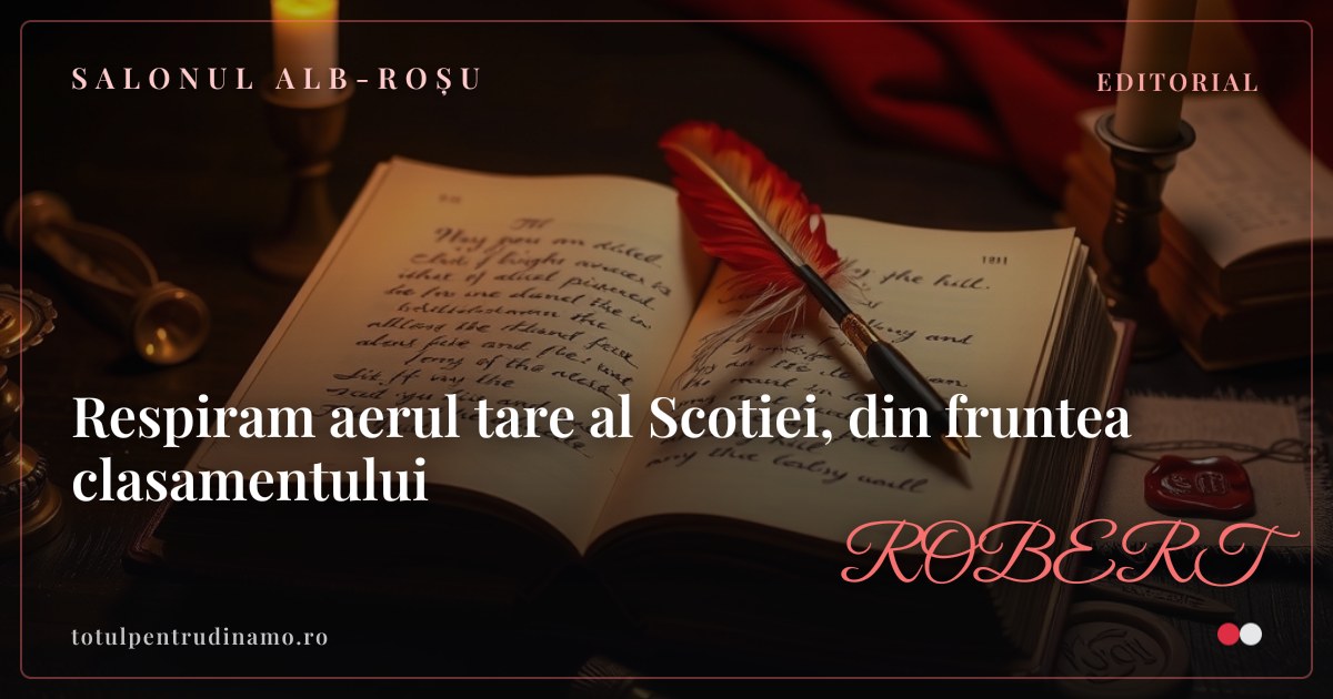 Sigiliul piesei „Respiram aerul tare al Scotiei, din fruntea clasamentului" — Salonul alb-roșu